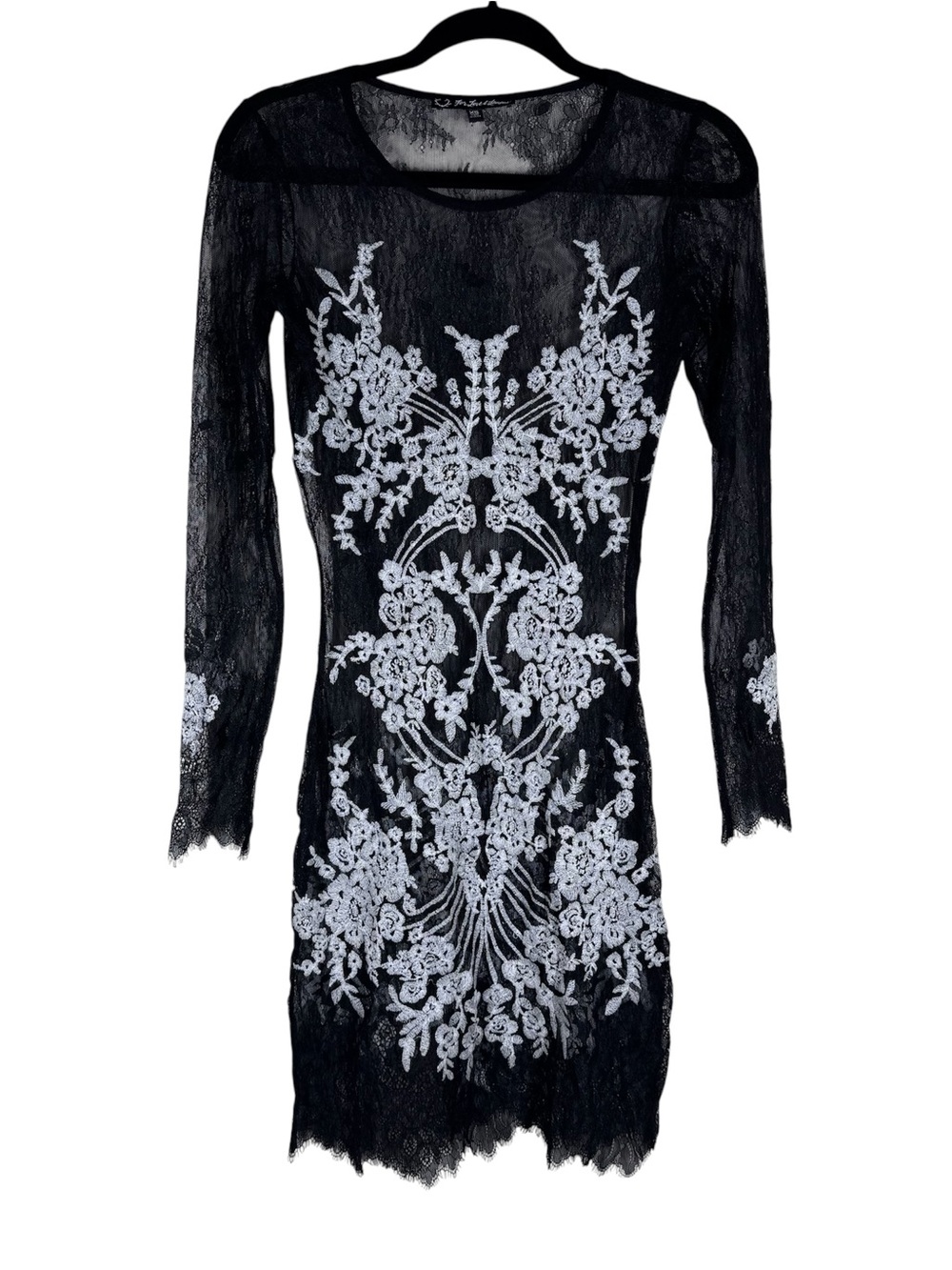 For Love & Lemons Lacey Dreams Mini Dress Black Sheer Whimsygoth Romantic XS